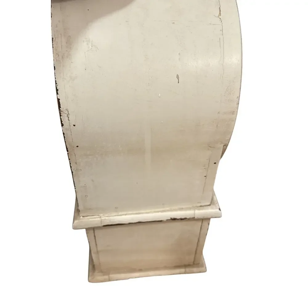 Vintage French Country-style Mantel Clock with A Distressed White Finish. Works